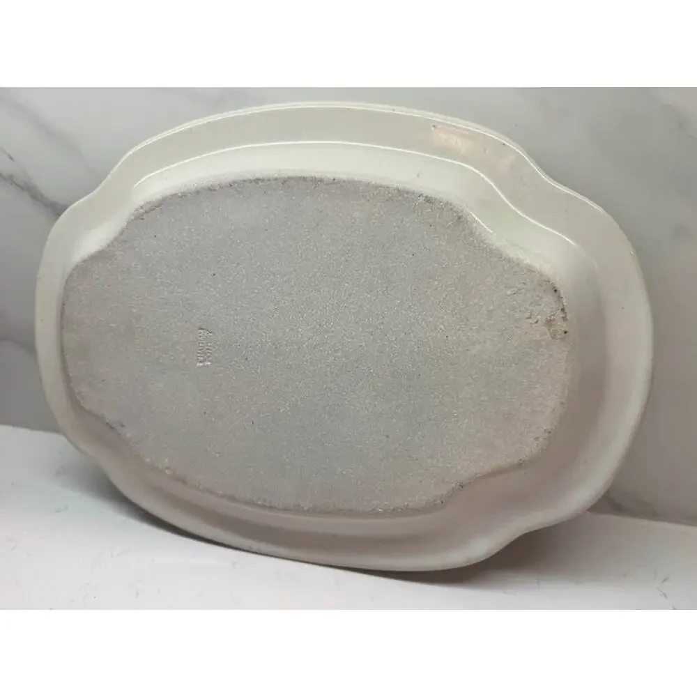 Chatham Pottery Scallop Splay Seashell In-Glaze Decal Oval Platter Serving Dish